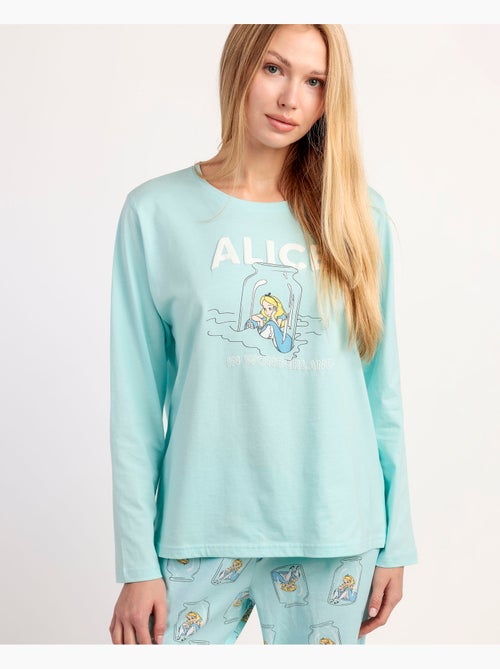 DISNEY Pijama Manga Larga Blue Alice para Mujer - Kiabi DISNEY Pijama Manga Larga Blue Alice para Mujer - Kiabi