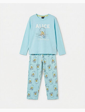 DISNEY Pijama Manga Larga Blue Alice para Niña