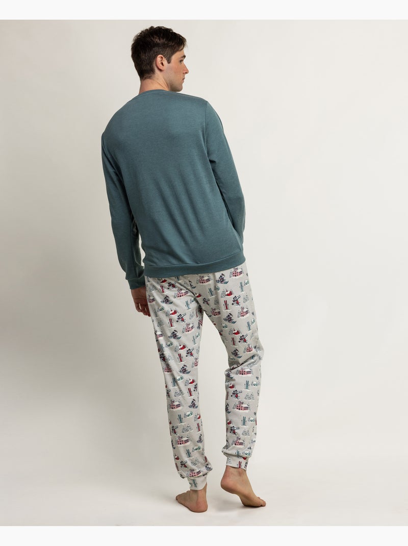 DISNEY Pijama Manga Larga Bon Ski para Hombre Verde - Kiabi