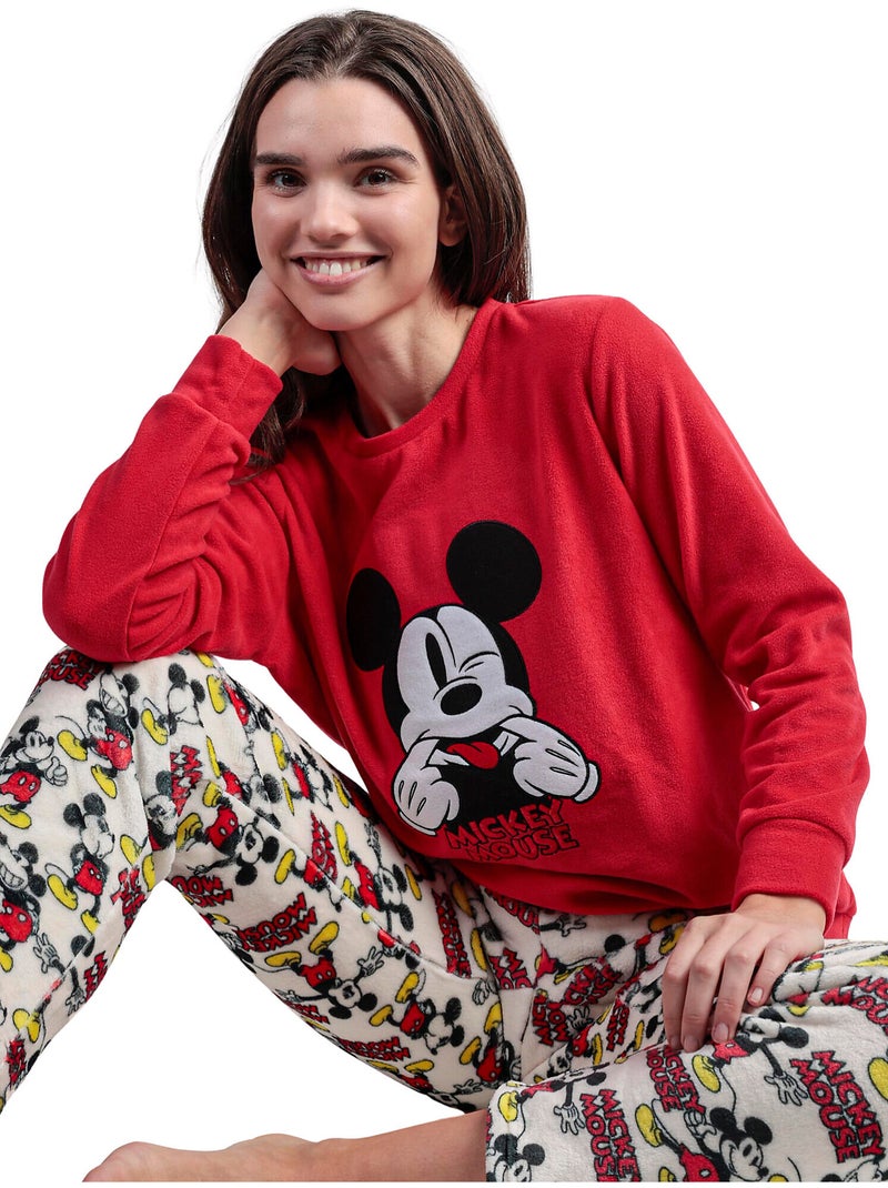 DISNEY Pijama Manga Larga Calentito Best Mickey para Mujer Rojo - Kiabi