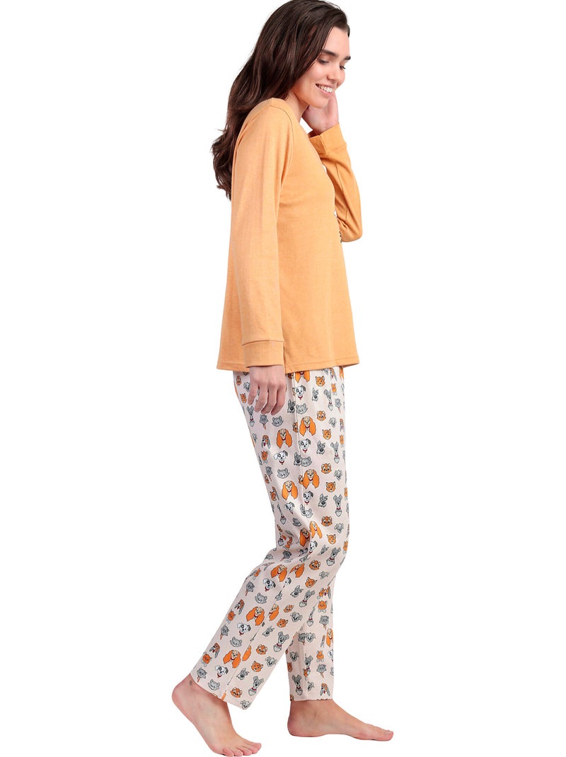 DISNEY Pijama Manga Larga Calentito Love Dinner para Mujer Amarillo - Kiabi