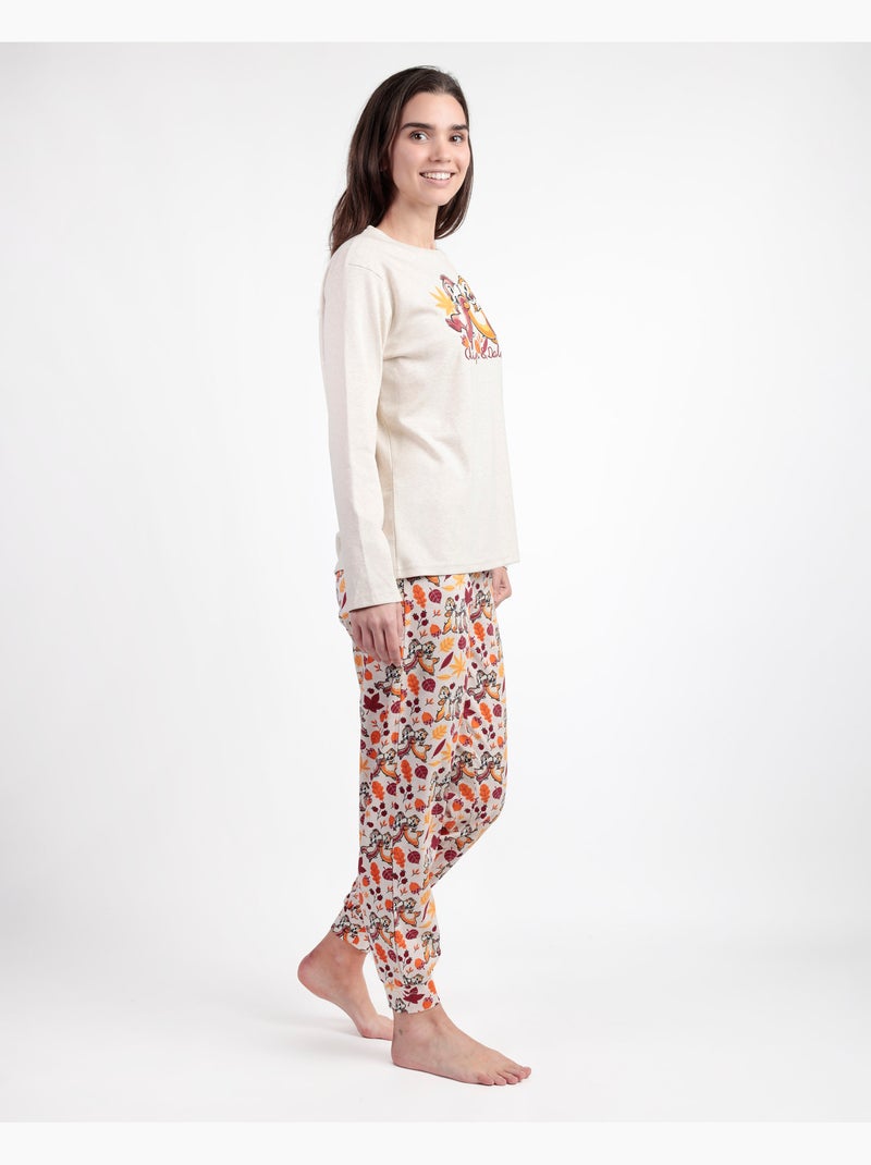 DISNEY Pijama Manga Larga Chip N´Dale para Mujer Beige - Kiabi