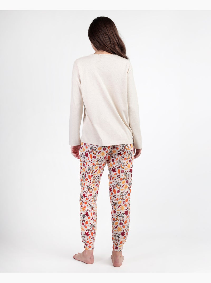 DISNEY Pijama Manga Larga Chip N´Dale para Mujer Beige - Kiabi