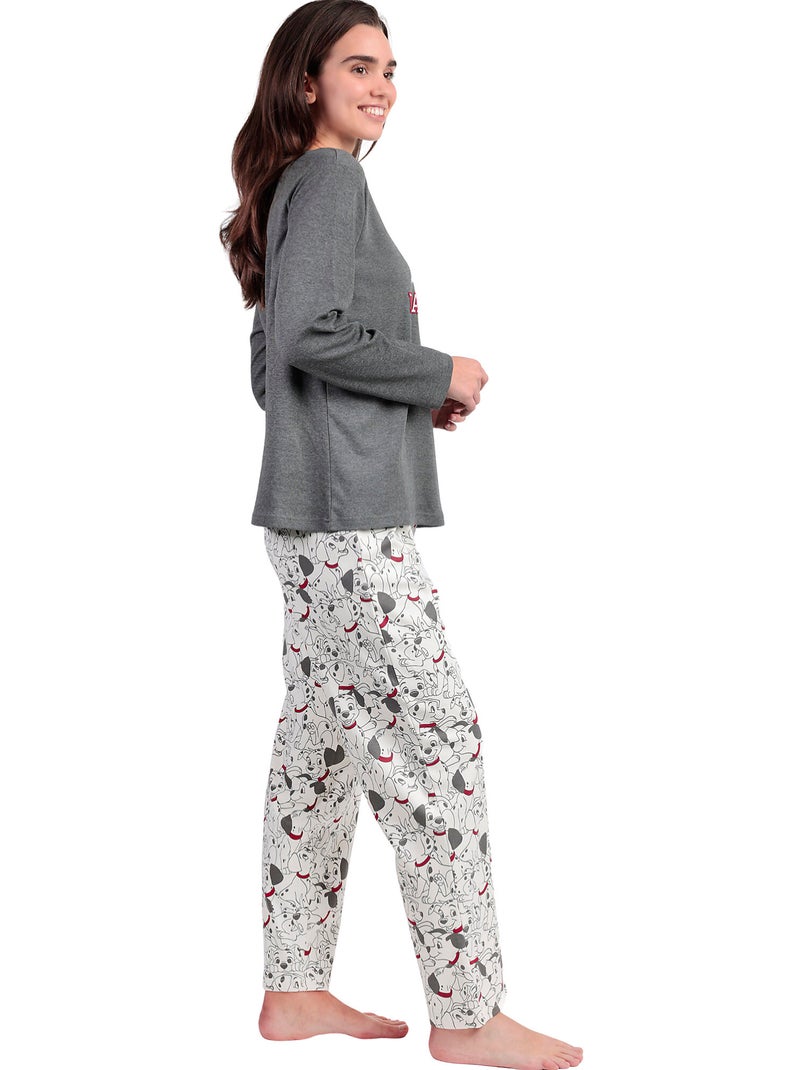 DISNEY Pijama Manga Larga Dalmatians Varsity para Mujer Gris - Kiabi