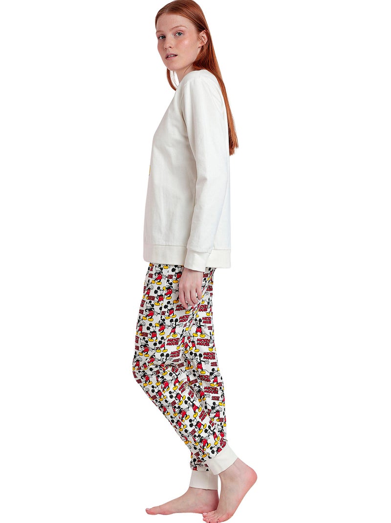 DISNEY Pijama Manga Larga Felpa Best Mickey para Mujer Crudo - Kiabi