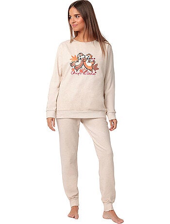 DISNEY Pijama Manga Larga Felpa Chip N´Dale para Mujer
