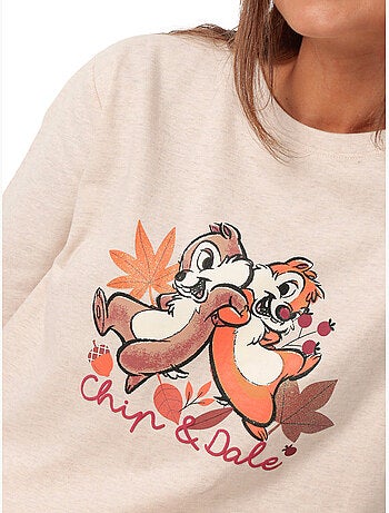 DISNEY Pijama Manga Larga Felpa Chip N´Dale para Mujer