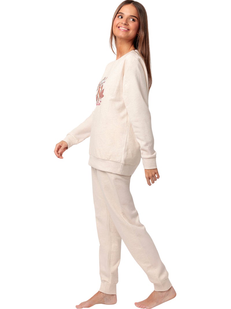 DISNEY Pijama Manga Larga Felpa Chip N´Dale para Mujer Beige - Kiabi