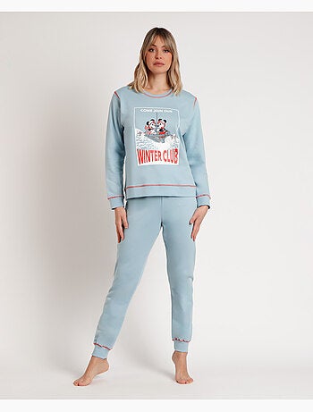 DISNEY Pijama Manga Larga Felpa Winter Club para Mujer