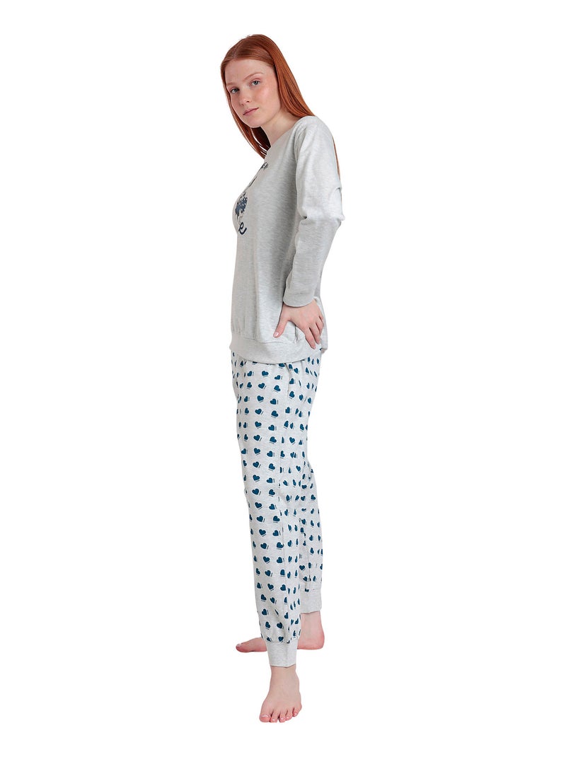 DISNEY Pijama Manga Larga Felpa You Make Me Love para Mujer Gris - Kiabi
