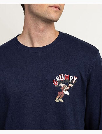 DISNEY Pijama Manga Larga Grumpy Navy para Hombre