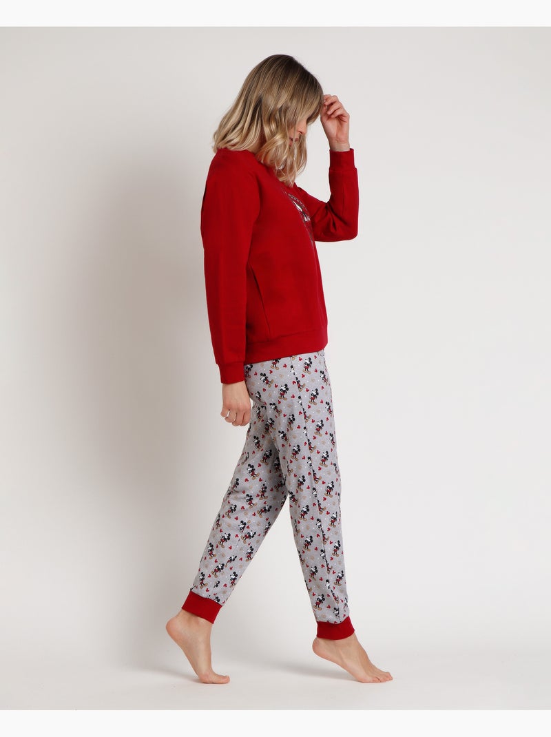 DISNEY Pijama Manga Larga King Mickey para Mujer Burdeos - Kiabi