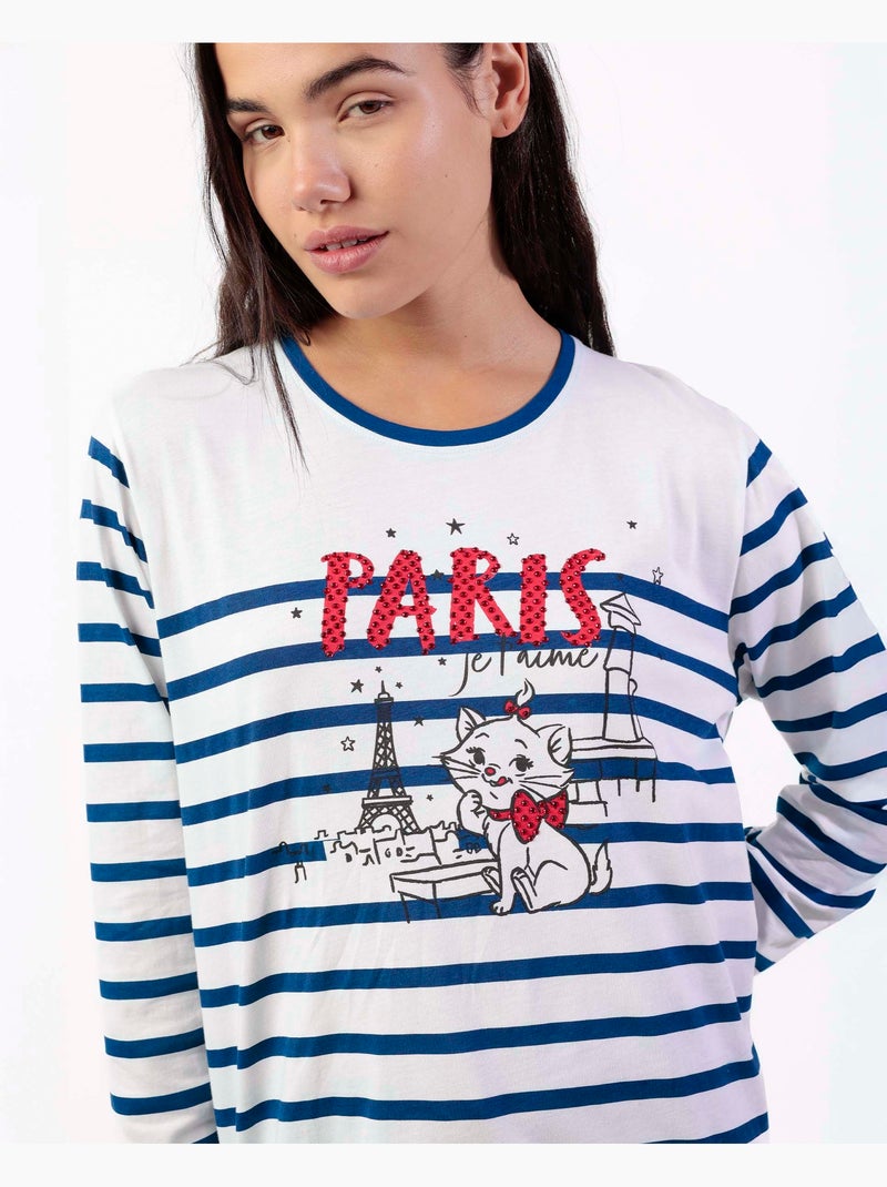 DISNEY Pijama Manga Larga Marie Paris para Mujer Azul - Kiabi