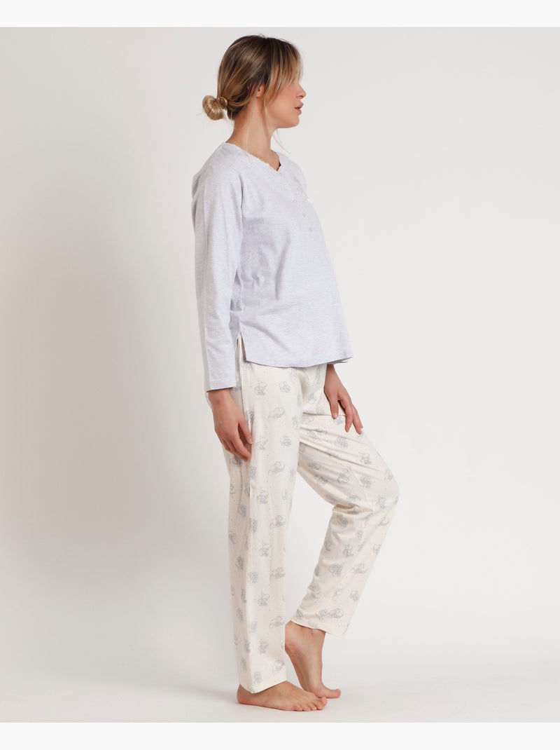 DISNEY Pijama Manga Larga Maternity Dumbo Unique Mum para Mujer Gris jaspeado - Kiabi