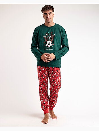 DISNEY Pijama Manga Larga Mickey Xmas para Hombre