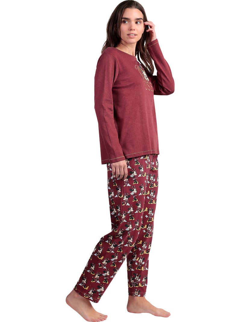 DISNEY Pijama Manga Larga Minnie Mouse para Mujer Burdeos - Kiabi