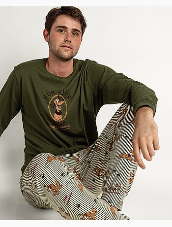 DISNEY Pijama Manga Larga Pluto Stay Pawsome para Hombre