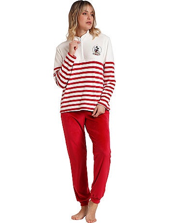 DISNEY Pijama Manga Larga Rayas King Mickey para Mujer