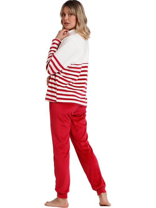 DISNEY Pijama Manga Larga Rayas King Mickey para Mujer - Kiabi DISNEY Pijama Manga Larga Rayas King Mickey para Mujer - Kiabi