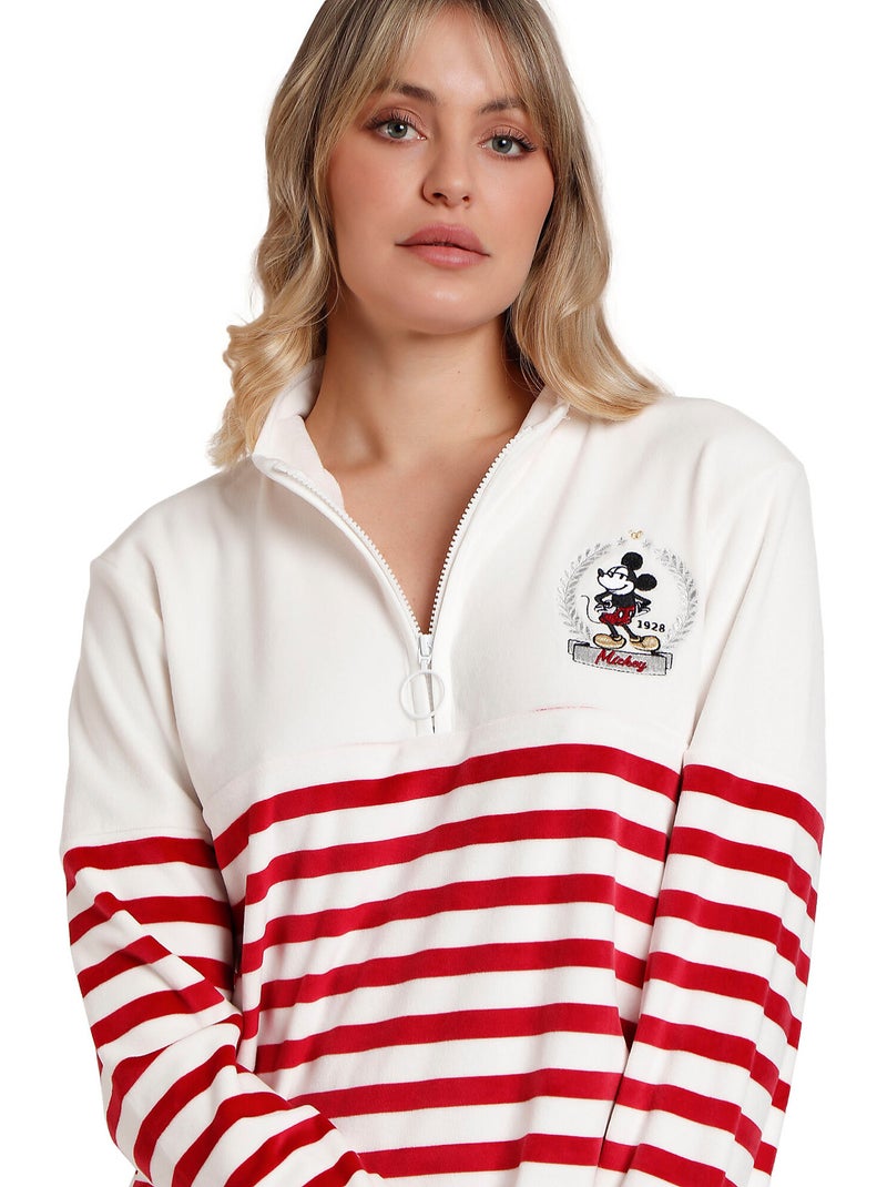 DISNEY Pijama Manga Larga Rayas King Mickey para Mujer Burdeos - Kiabi