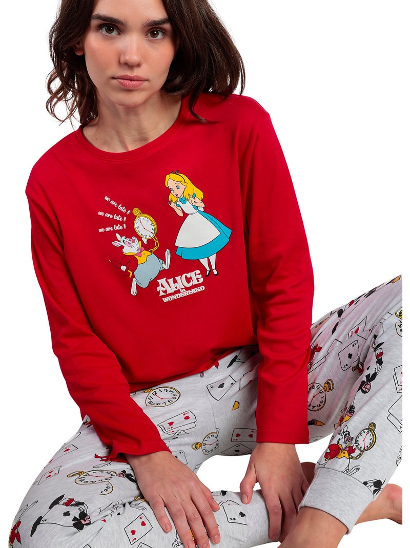 DISNEY Pijama Manga Larga Red Alice in Wonderland para Mujer Rojo - Kiabi