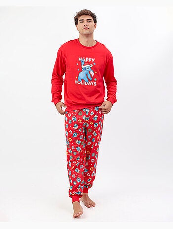 DISNEY Pijama Manga Larga Stitch Happy Holidays para Hombre