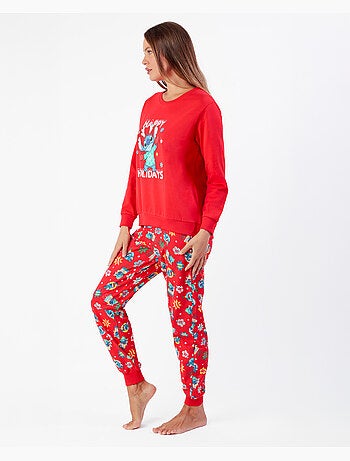 DISNEY Pijama Manga Larga Stitch Happy Holidays para Mujer