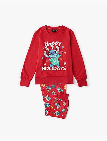DISNEY Pijama Manga Larga Stitch Happy Holidays para Niña