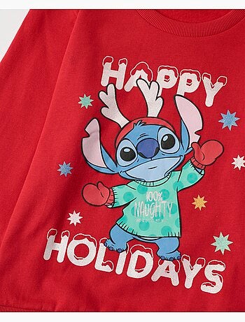 DISNEY Pijama Manga Larga Stitch Happy Holidays para Niña