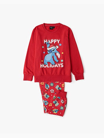 DISNEY Pijama Manga Larga Stitch Happy Holidays para Niño