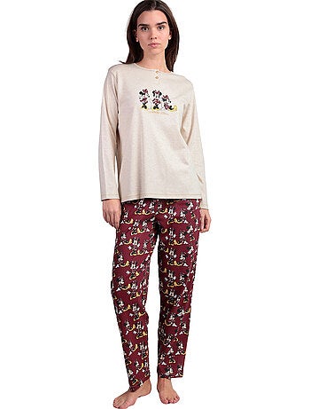 DISNEY Pijama Manga Larga Tapeta Minnie Mouse para Mujer