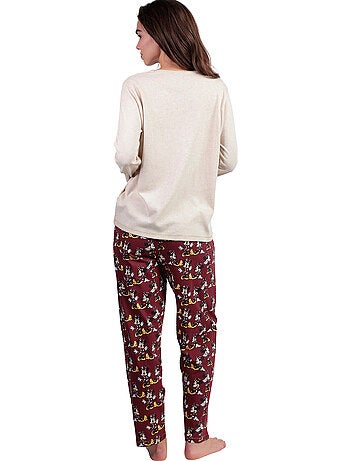 DISNEY Pijama Manga Larga Tapeta Minnie Mouse para Mujer