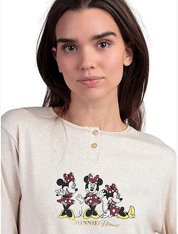 DISNEY Pijama Manga Larga Tapeta Minnie Mouse para Mujer
