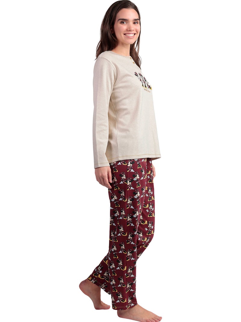 DISNEY Pijama Manga Larga Tapeta Minnie Mouse para Mujer Crudo - Kiabi