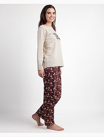 Disney pijama manga larga tapeta minnie mouse para mujer