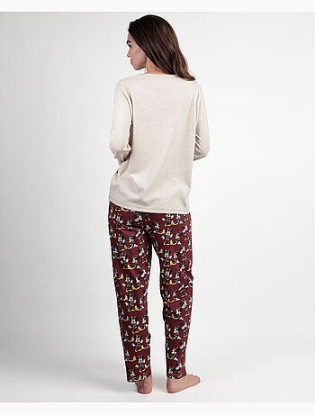 Disney pijama manga larga tapeta minnie mouse para mujer