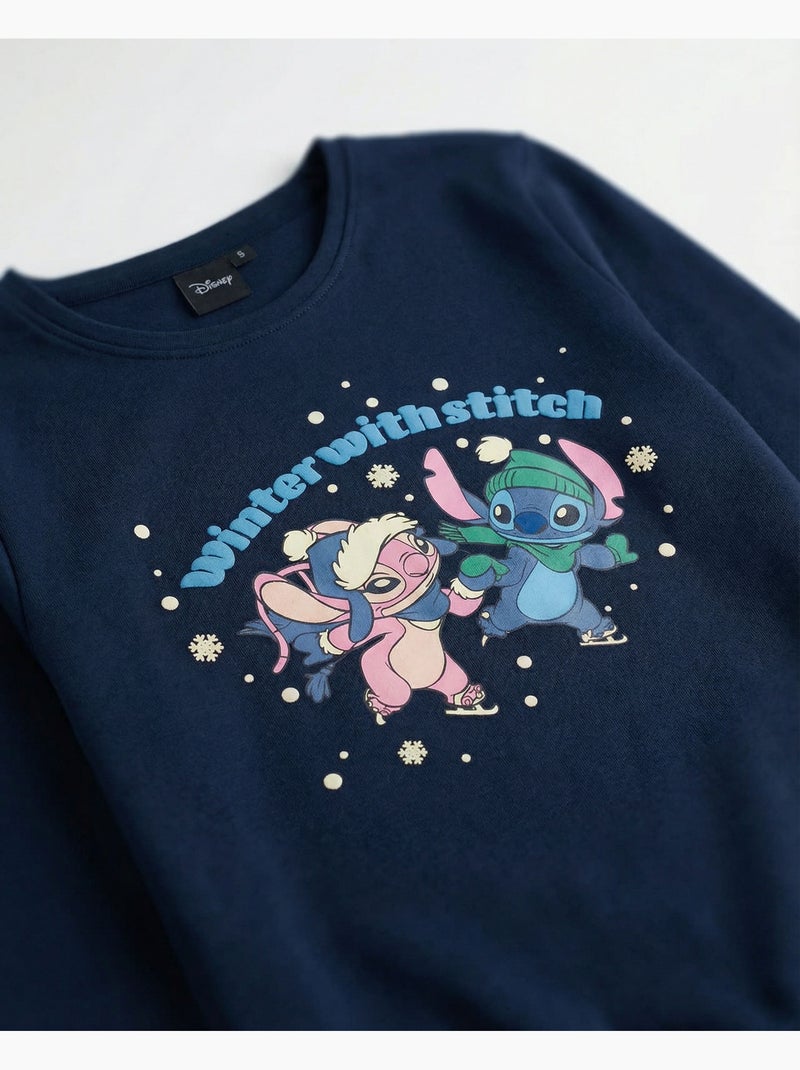 DISNEY Pijama Manga Larga Winter With Stitch para Niña Azul marino - Kiabi