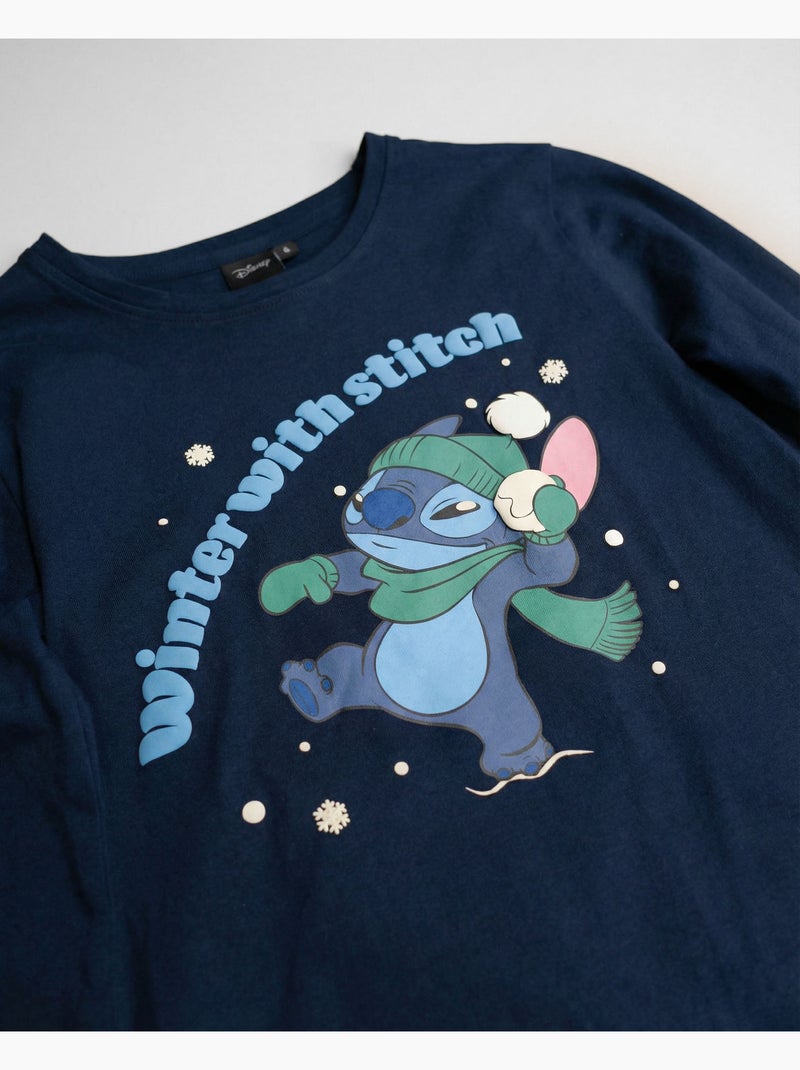 DISNEY Pijama Manga Larga Winter With Stitch para Niño Azul marino - Kiabi