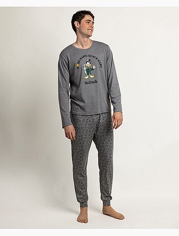 DISNEY Pijama Manga Larga Work Hard Quack Hard para Hombre