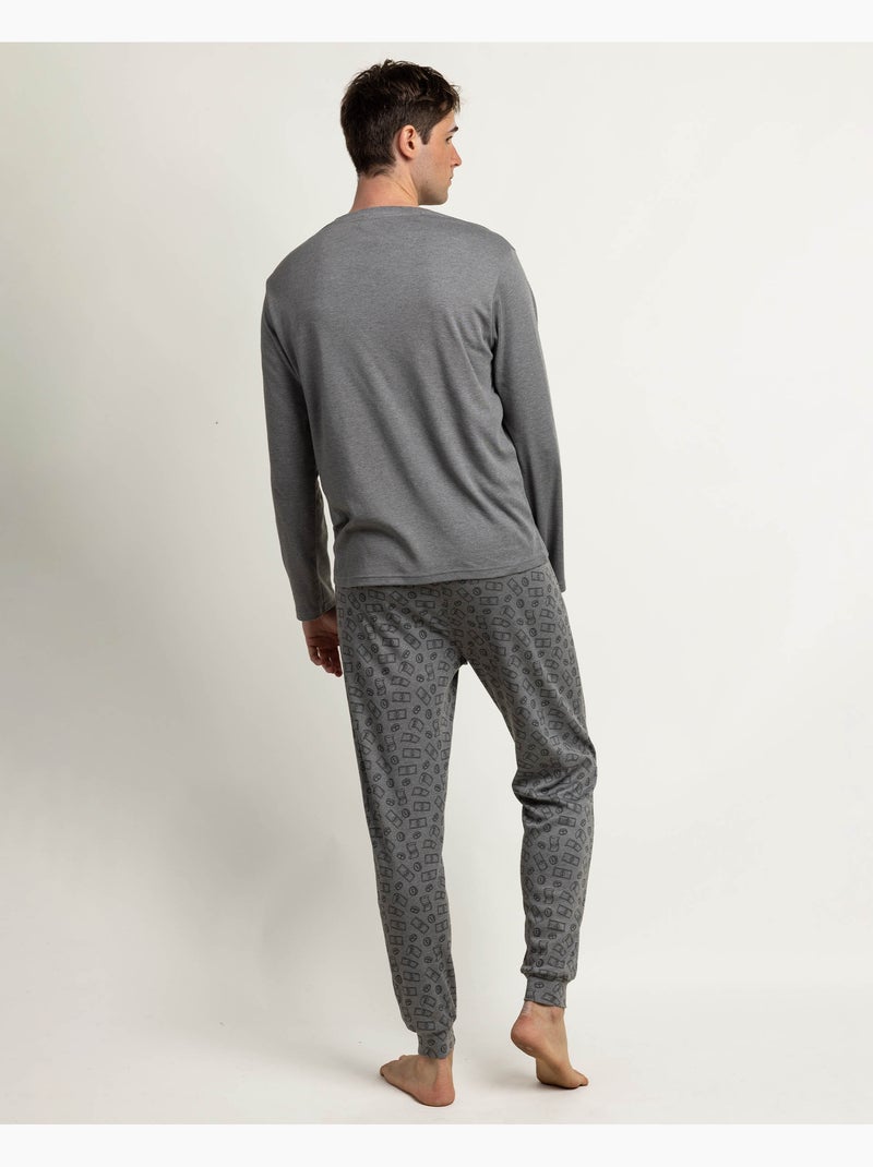 DISNEY Pijama Manga Larga Work Hard Quack Hard para Hombre Gris jaspeado - Kiabi