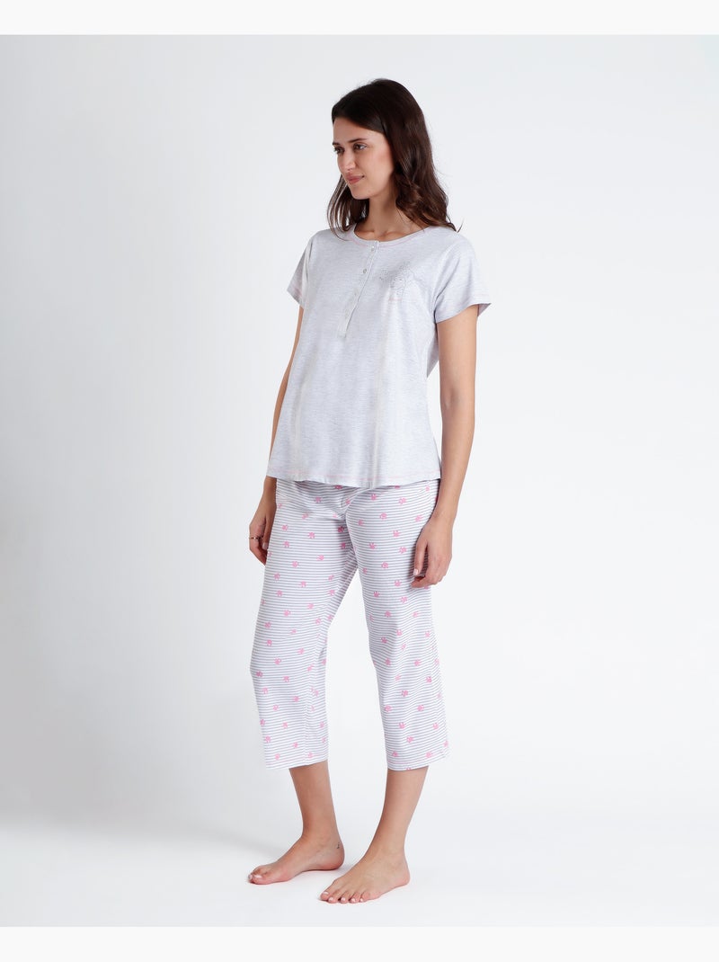 DISNEY Pijama Palazzo Manga Corta Maternity Dalmatas para Mujer Gris jaspeado - Kiabi