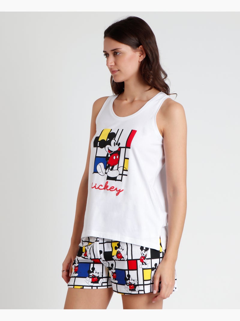 DISNEY Pijama Sin Mangas Mickey Mondrian para Mujer Blanco - Kiabi