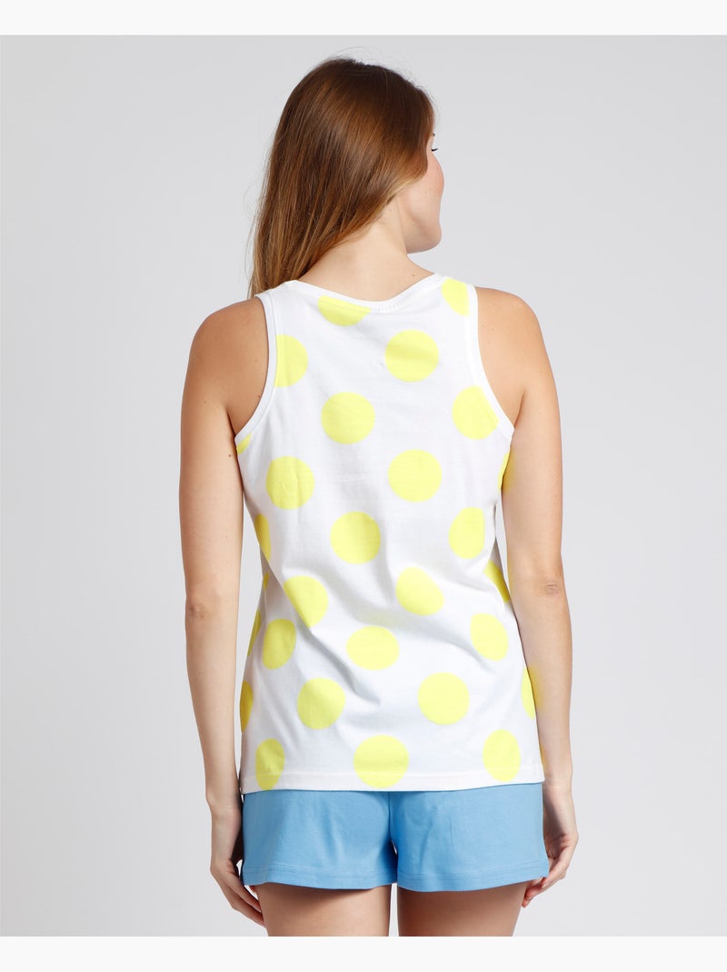 DISNEY Pijama Sin Mangas Polka Dots para Mujer Azul Amarillo - Kiabi