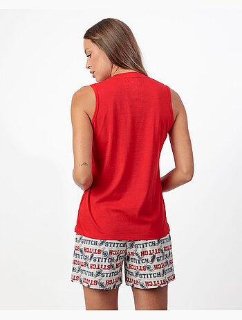 DISNEY Pijama Sin mangas Stitch University para Mujer