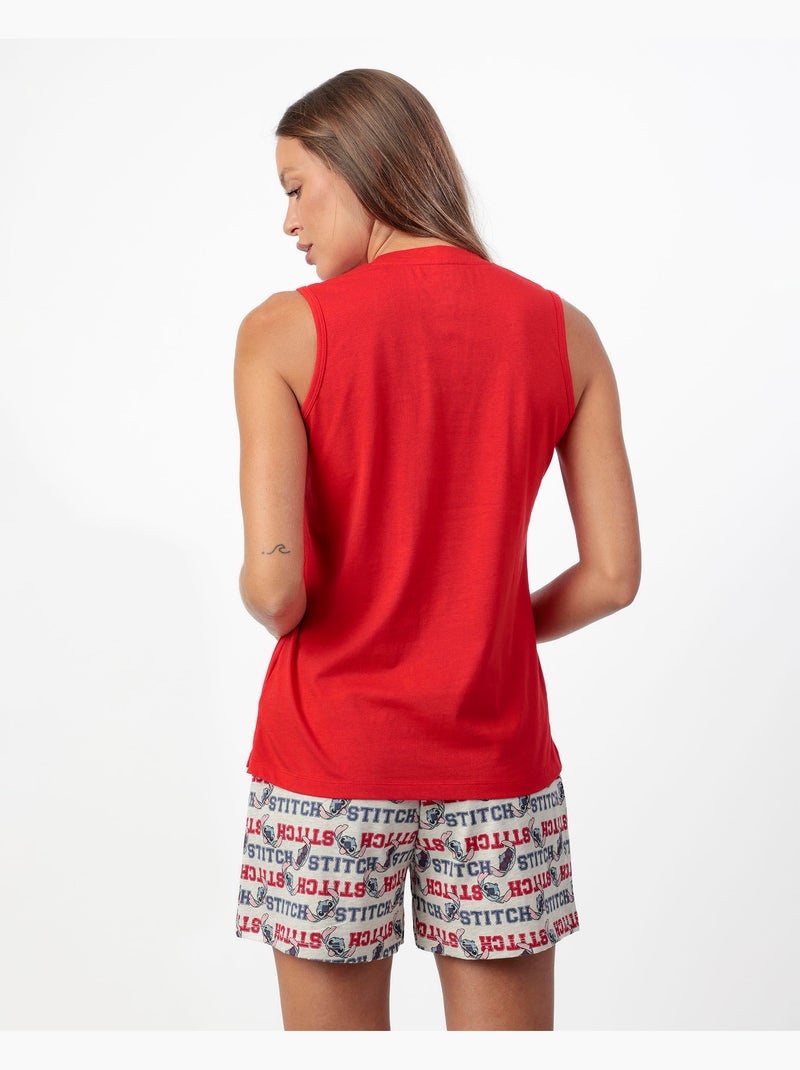 DISNEY Pijama Sin mangas Stitch University para Mujer Rojo - Kiabi