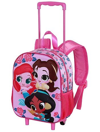 Disney Princesas Flowers Mochila 3D con Ruedas Pequeña, Rosa