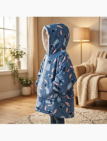 Disney stitch sudadera poncho franela nino 3-5 anos azul
