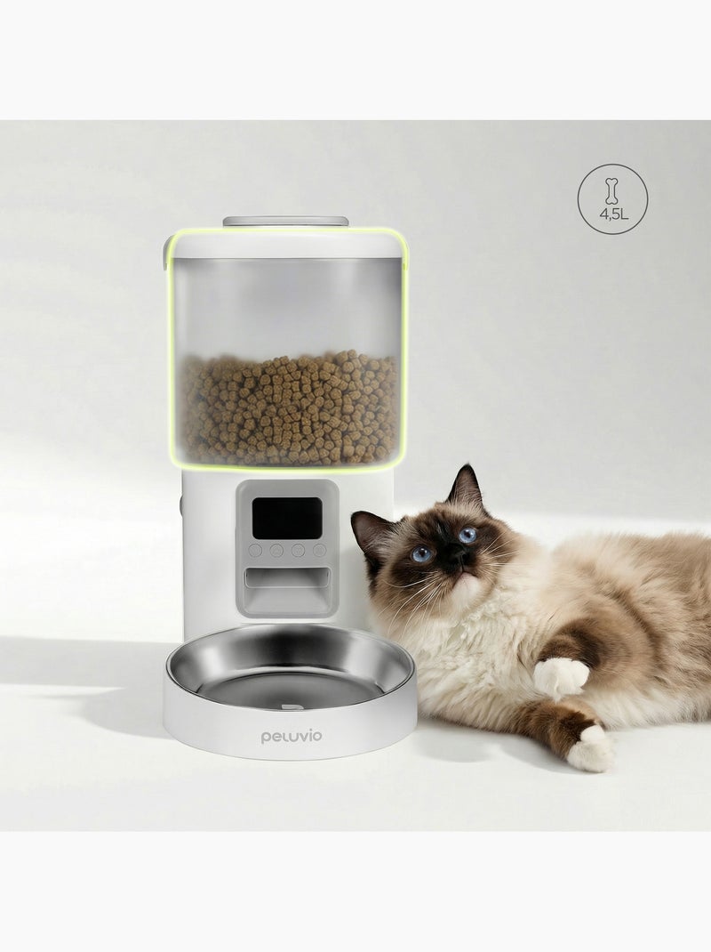 Dispensador automático de comida para gatos – Peluvio Crispy Blanco - Kiabi