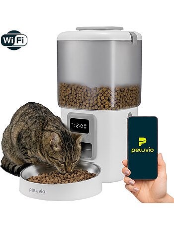 Dispensador automático de comida para gatos PELUVIO Crispy Wi‑Fi