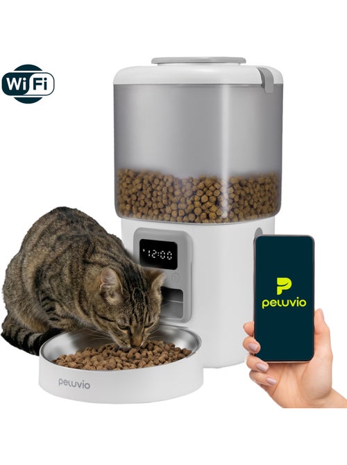 Dispensador automático de comida para gatos PELUVIO Crispy Wi‑Fi - Kiabi Dispensador automático de comida para gatos PELUVIO Crispy Wi‑Fi - Kiabi